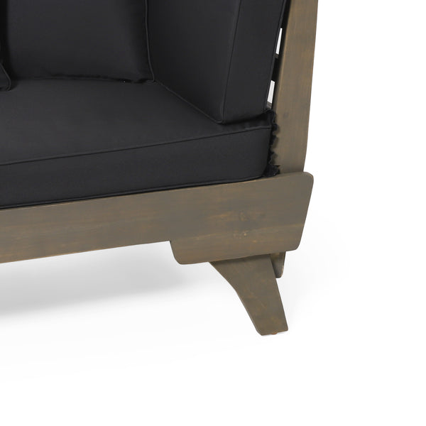 Gdf Studio Othello Outdoor Acacia Wood Expandable Daybed With Water Resistant Cushions