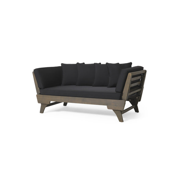 gdf studio Othello Outdoor Acacia Wood Expandable Daybed with Water Resistant Cushions