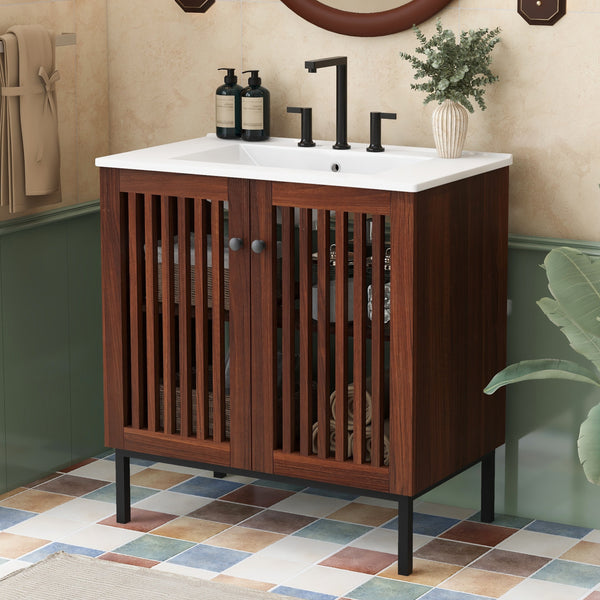 Gdf Studio Ottavina Vintage Bathroom Vanity With Ceramic Sink Cabinet