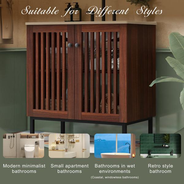 Gdf Studio Ottavina Vintage Bathroom Vanity With Ceramic Sink Cabinet