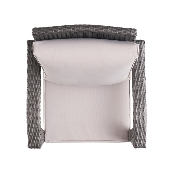 Gdf Studio Outdoor 3-Piece Gray Wicker Chat Set With Silver Cushions