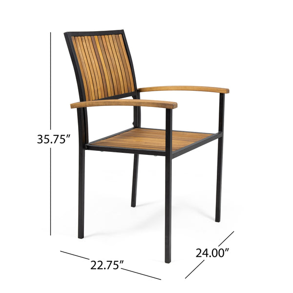 Gdf Studio Owen Outdoor Wood And Iron Dining Chair (Set Of 2)