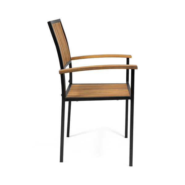 Gdf Studio Owen Outdoor Wood And Iron Dining Chair (Set Of 2)