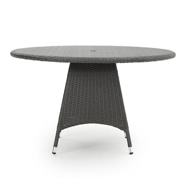 Gdf Studio Oxford Outdoor 5 Piece Grey Wicker Dining Set With Cushions