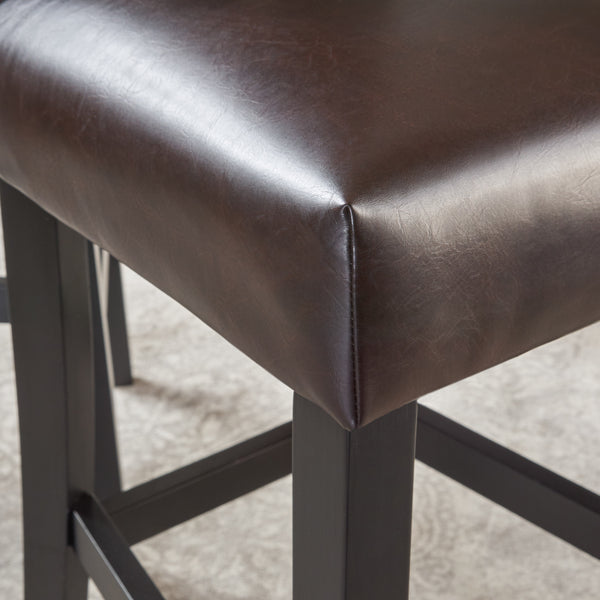 Gdf Studio Padma Tufted Back Brown Leather 30-Inch Barstools (Set Of 2)