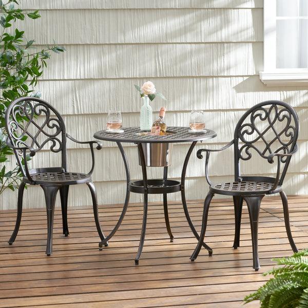 Gdf Studio Palermo Copper Cast Aluminum 3pc Bistro Set