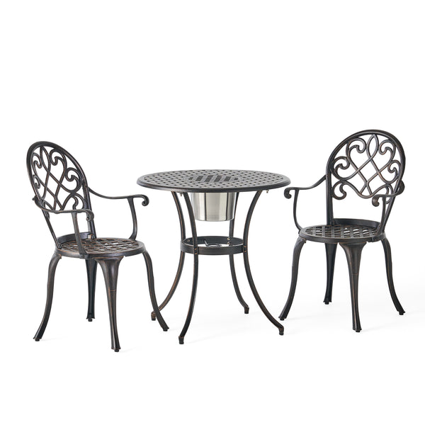 gdf studio Palermo Copper Cast Aluminum 3pc Bistro Set