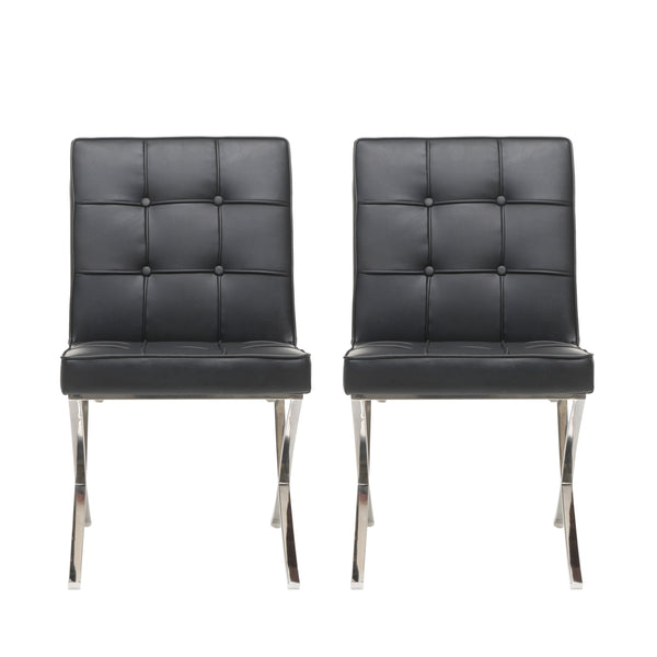 gdf studio Pandora Modern Design Black Leather Dining Chairs (set of 2)