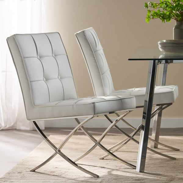 Gdf Studio Pandora Modern Design White Leather Dining Chairs (set Of 2)