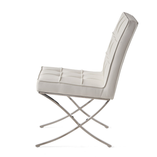 Gdf Studio Pandora Modern Design White Leather Dining Chairs (set Of 2)