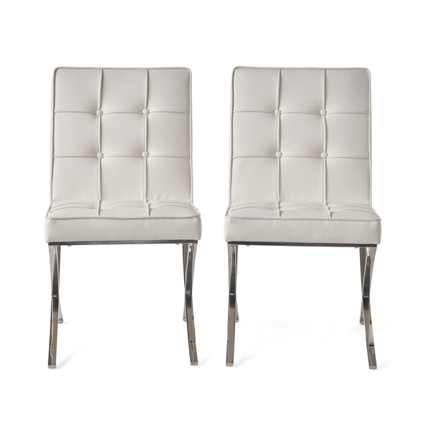 gdf studio Pandora Modern Design White Leather Dining Chairs (set of 2)
