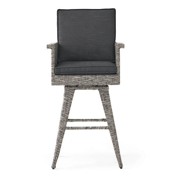 Gdf Studio Pantini 30-Inch Mixed Black Wicker Barstools (Set Of 4)