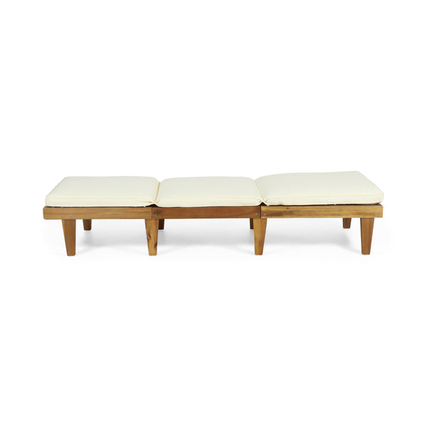 Gdf Studio Paolo Outdoor Acacia Wood 3 Piece Chaise Lounge Set With Water-Resistant Cushions