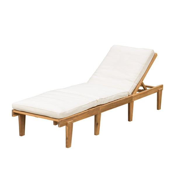 gdf studio Paolo Outdoor Teak Brown Wood Chaise Lounge with Cushion