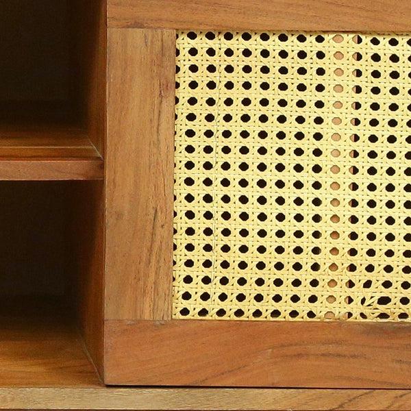 Gdf Studio Paquette Boho Handmade Acacia Wood TV Stand With Storage Natural