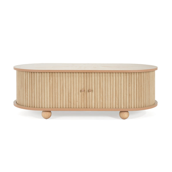 gdf studio Paragrine Elegant long oval MDF storage side table with vintage charm in natural color
