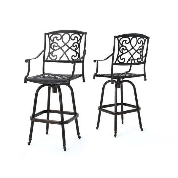 gdf studio Paris 30-Inch Cast Aluminum Swivel Bar Stool (Set of 2)