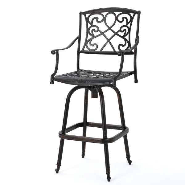 gdf studio Paris Copper Finish Cast Aluminum 30-Inch Swivel Single Bar Stool