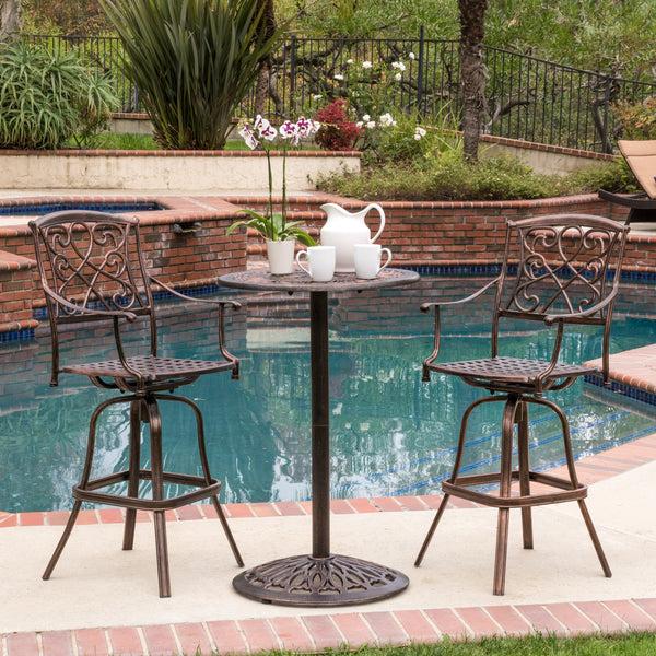 Gdf Studio Paris Outdoor 3pc Copper Cast Aluminum Bistro Set