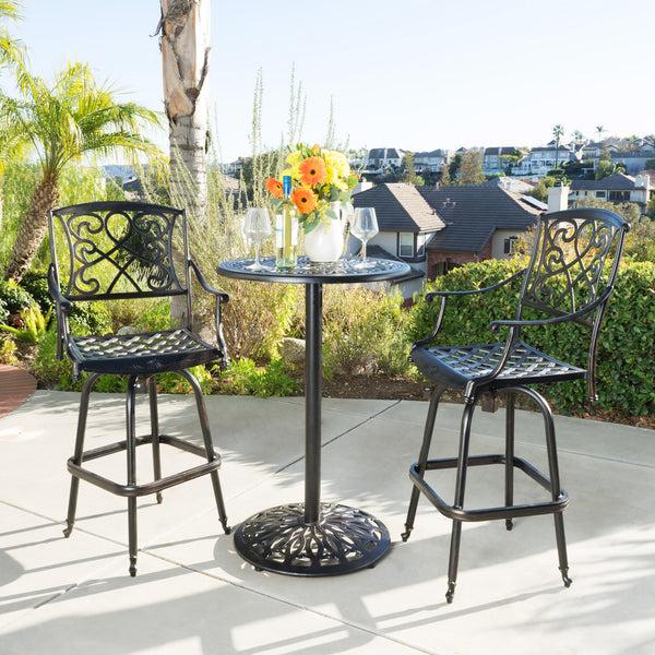 Gdf Studio Paris Outdoor 3pc Copper Cast Aluminum Bistro Set
