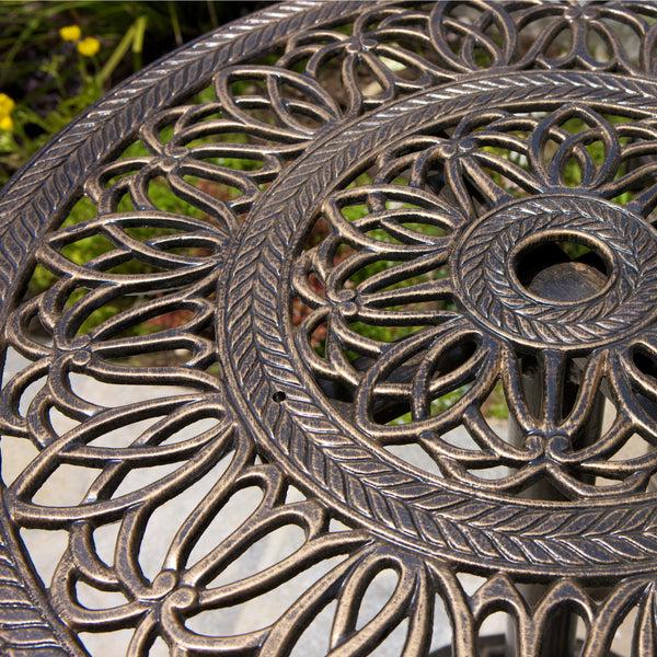 Gdf Studio Paris Outdoor 3pc Copper Cast Aluminum Bistro Set