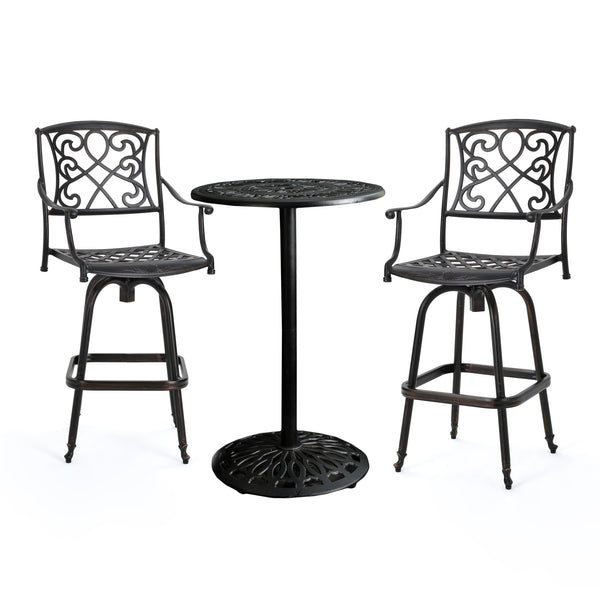 gdf studio Paris Outdoor 3pc Copper Cast Aluminum Bistro Set