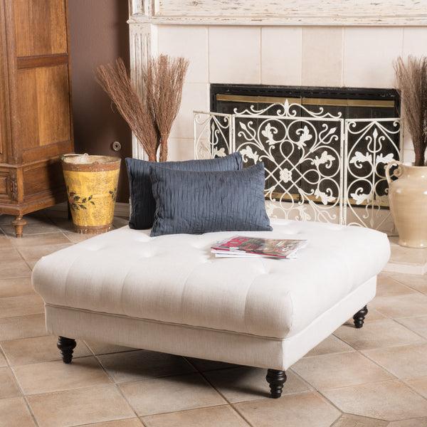 Gdf Studio Parisian Tufted Fabric Square Ottoman Coffee Table