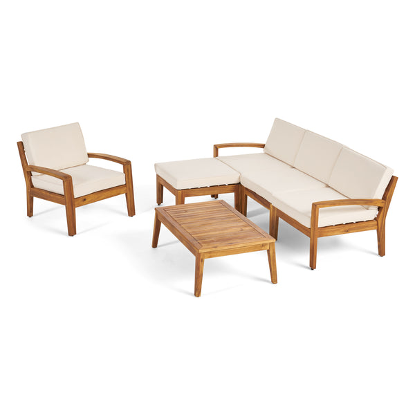 Gdf Studio Parma 4-Seater Sectional Sofa Set For Patio With Club Chair