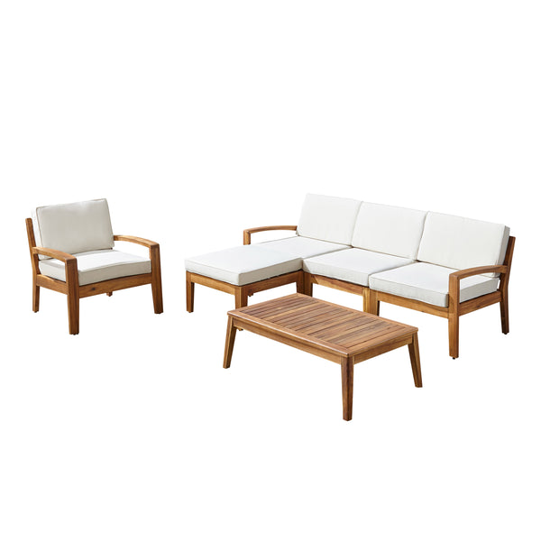 Gdf Studio Parma 4-Seater Sectional Sofa Set For Patio With Club Chair