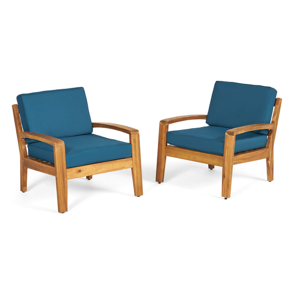 gdf studio Parma Outdoor Acacia Wood Club Chairs with Cushions