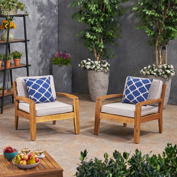 Gdf Studio Parma Outdoor Acacia Wood Club Chairs With Sunbrella Cushions