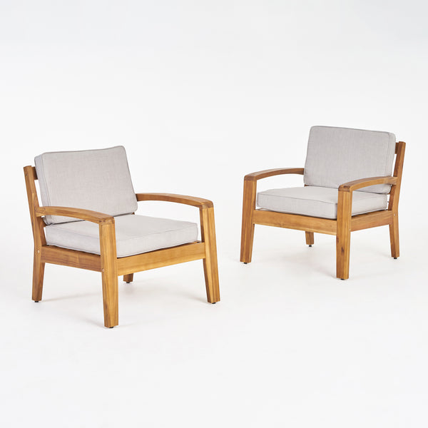 gdf studio Parma Outdoor Acacia Wood Club Chairs with Sunbrella Cushions