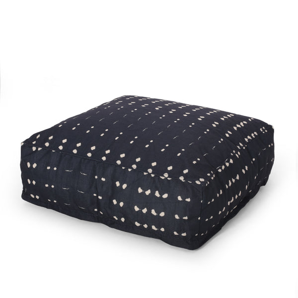 gdf studio Pates Ivey Boho Fabric Square Pouf Dark Blue
