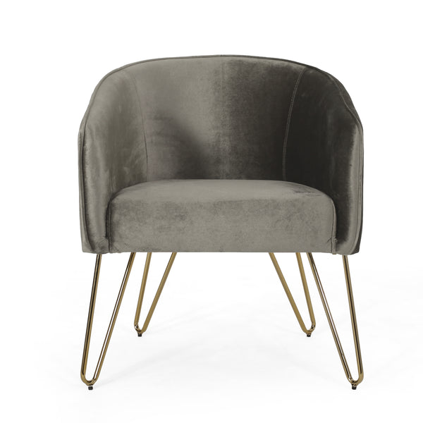 Gdf Studio Paul Modern Glam Velvet Club Chair With Hairpin Legs