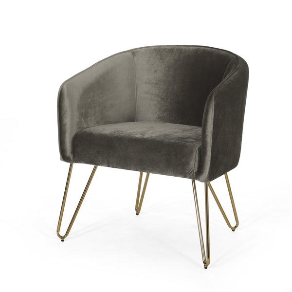 gdf studio Paul Modern Glam Velvet Club Chair with Hairpin Legs