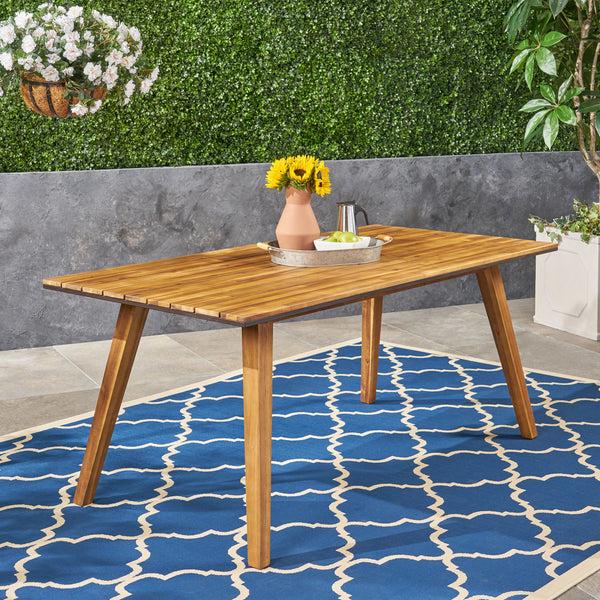Gdf Studio Paul Outdoor 71-inch Acacia Wood Dining Table Teak Finish