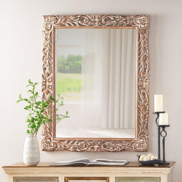 Gdf Studio Paula Traditional Mirror With Floral Carved Frame