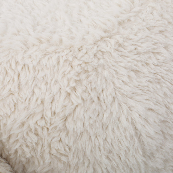 Gdf Studio Pearcy Modern White Faux Fur Sheep Ottoman With Tapered Wood Legs