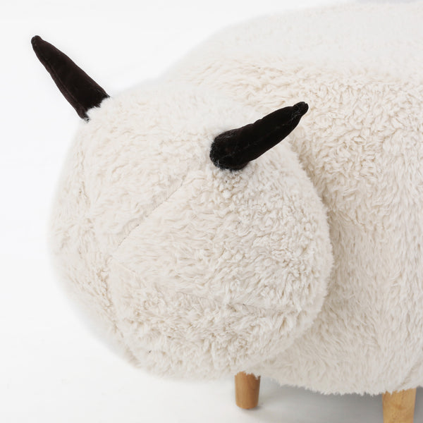 Gdf Studio Pearcy Modern White Faux Fur Sheep Ottoman With Tapered Wood Legs