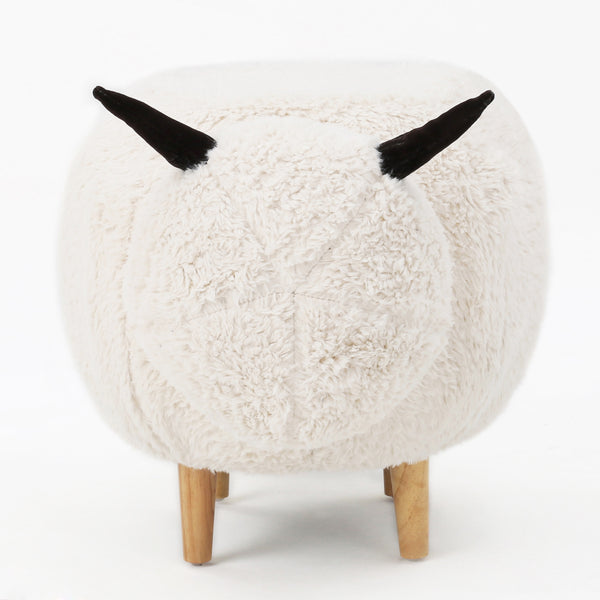 gdf studio Pearcy Modern White Faux Fur Sheep Ottoman with Tapered Wood Legs