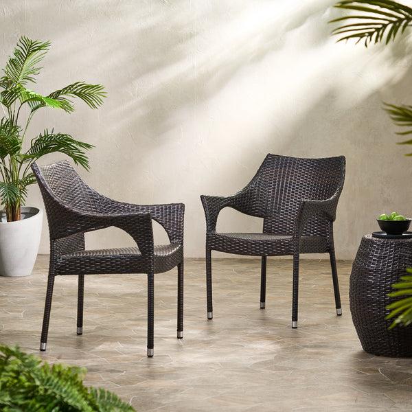 Gdf Studio Penbrook Outdoor 3 Piece Multi-brown Wicker Chat Set