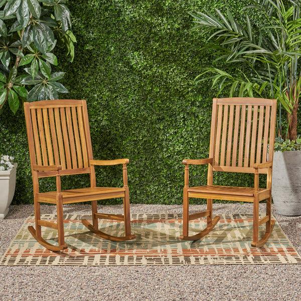 gdf studio Penny Outdoor Acacia Wood Rocking Chairs (Set of 2)