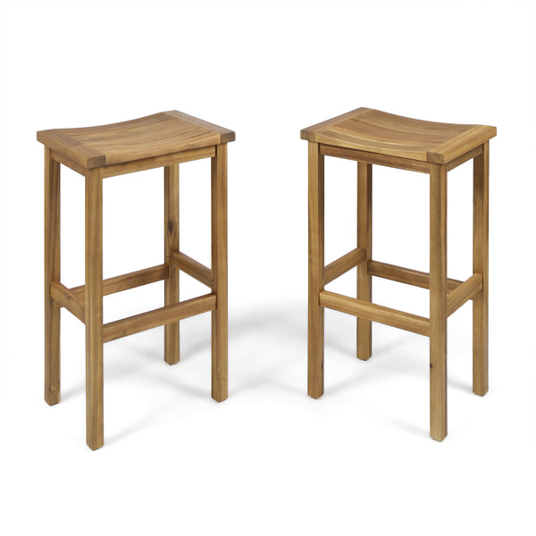Gdf Studio Pensacola Outdoor 30 Inch Acacia Wood Barstools