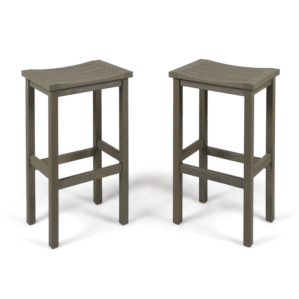 gdf studio Pensacola Outdoor 30 Inch Acacia Wood Barstools