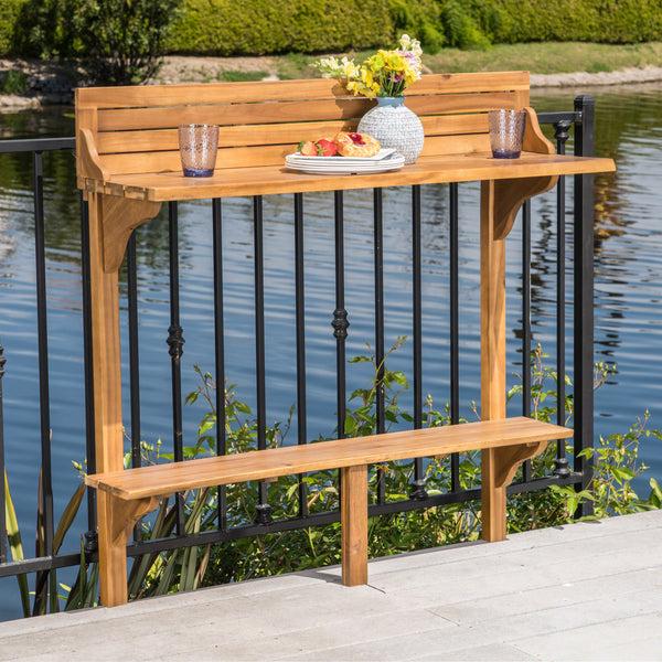Gdf Studio Pensacola Outdoor Acacia Wood Balcony Bar Table