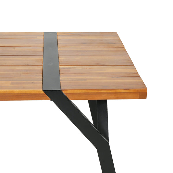 Gdf Studio Pepple Outdoor Acacia Wood Dining Table Teak And Black