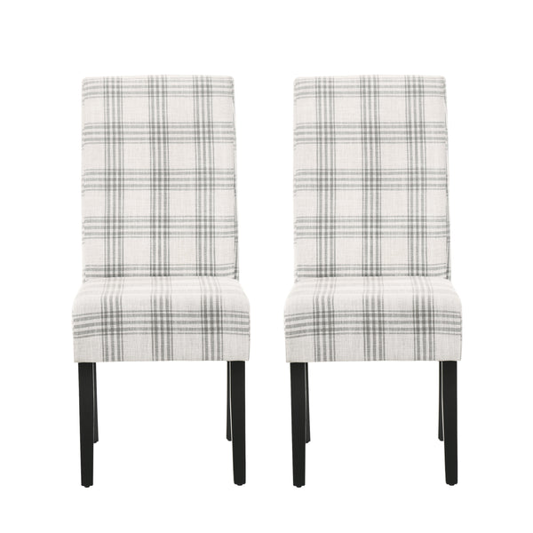 Gdf Studio Percival Contemporary Upholstered Plaid Dining Chairs Set Of 2