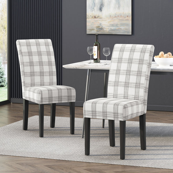Gdf Studio Percival Contemporary Upholstered Plaid Dining Chairs Set Of 2
