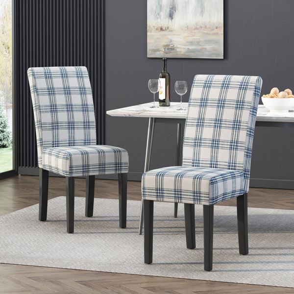 gdf studio Percival Contemporary Upholstered Plaid Dining Chairs Set of 2