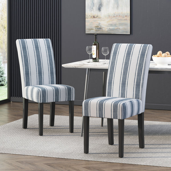 Gdf Studio Percival Contemporary Upholstered Striped Dining Chairs Set Of 2